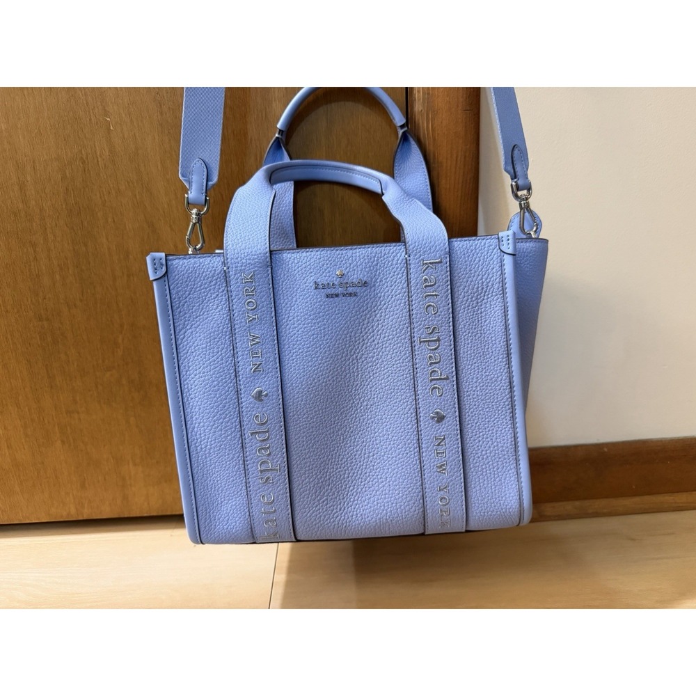 Kate Spade Kip Leather Tote Periwinkle Sky KL936 Crossbody Bag Blue